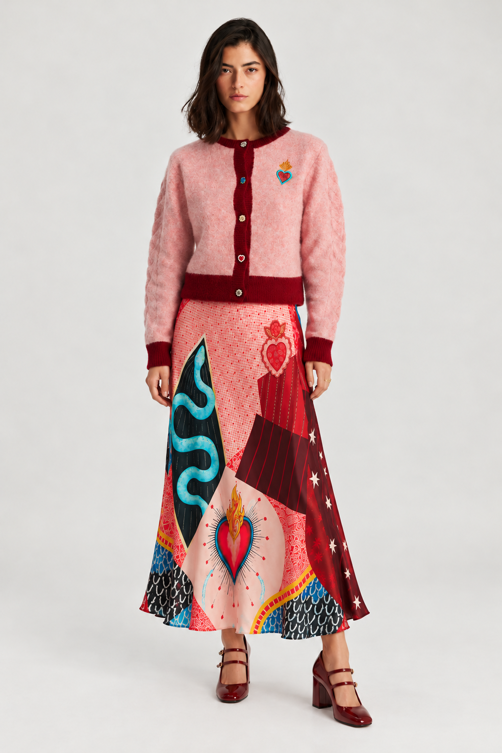 Pink “Kiss Me” Embellished Cardigan