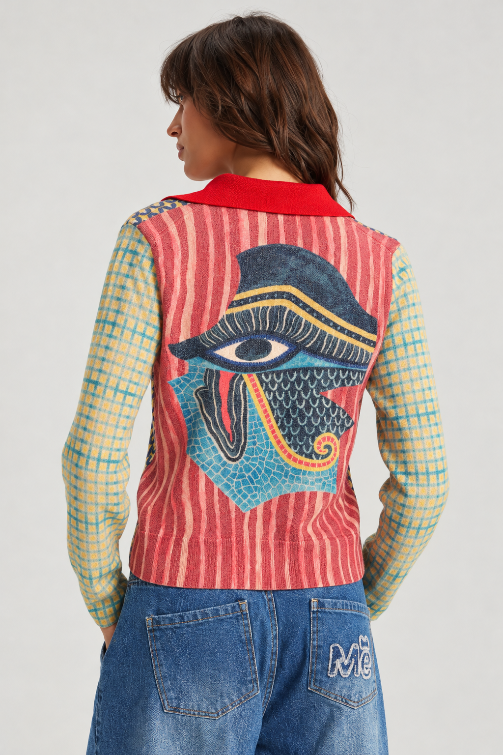 Art Print Long-Sleeve Polo Top