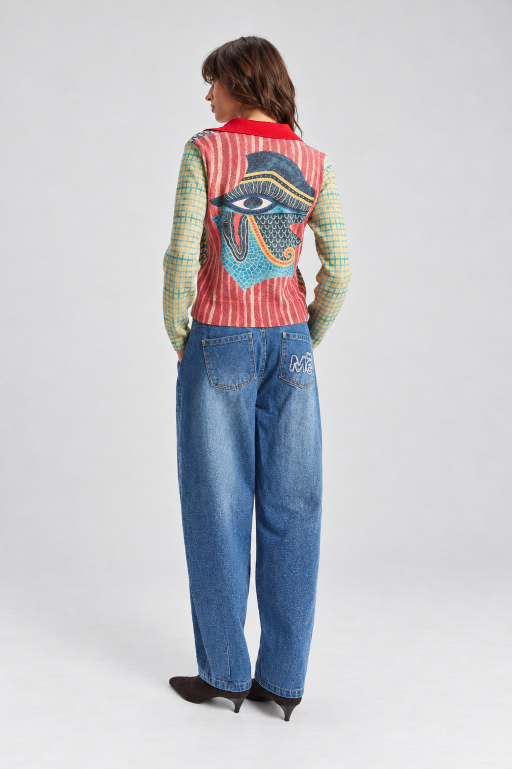 Art Print Long-Sleeve Polo Top
