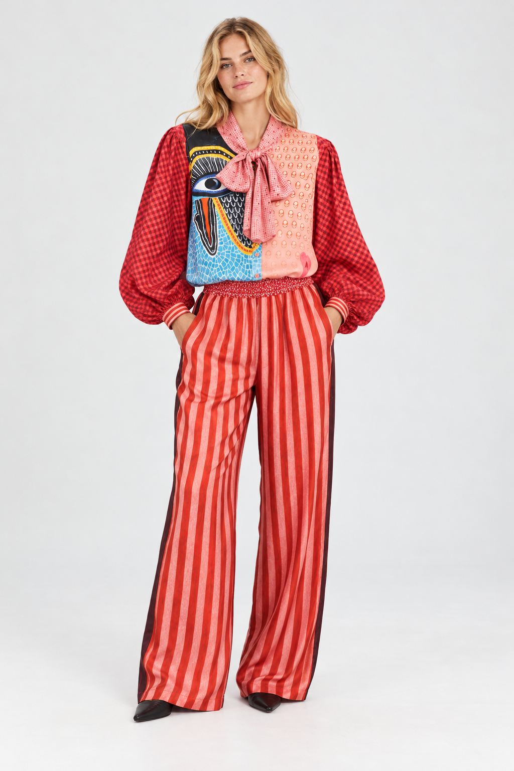 Statement Stripe Wide-Leg Pants