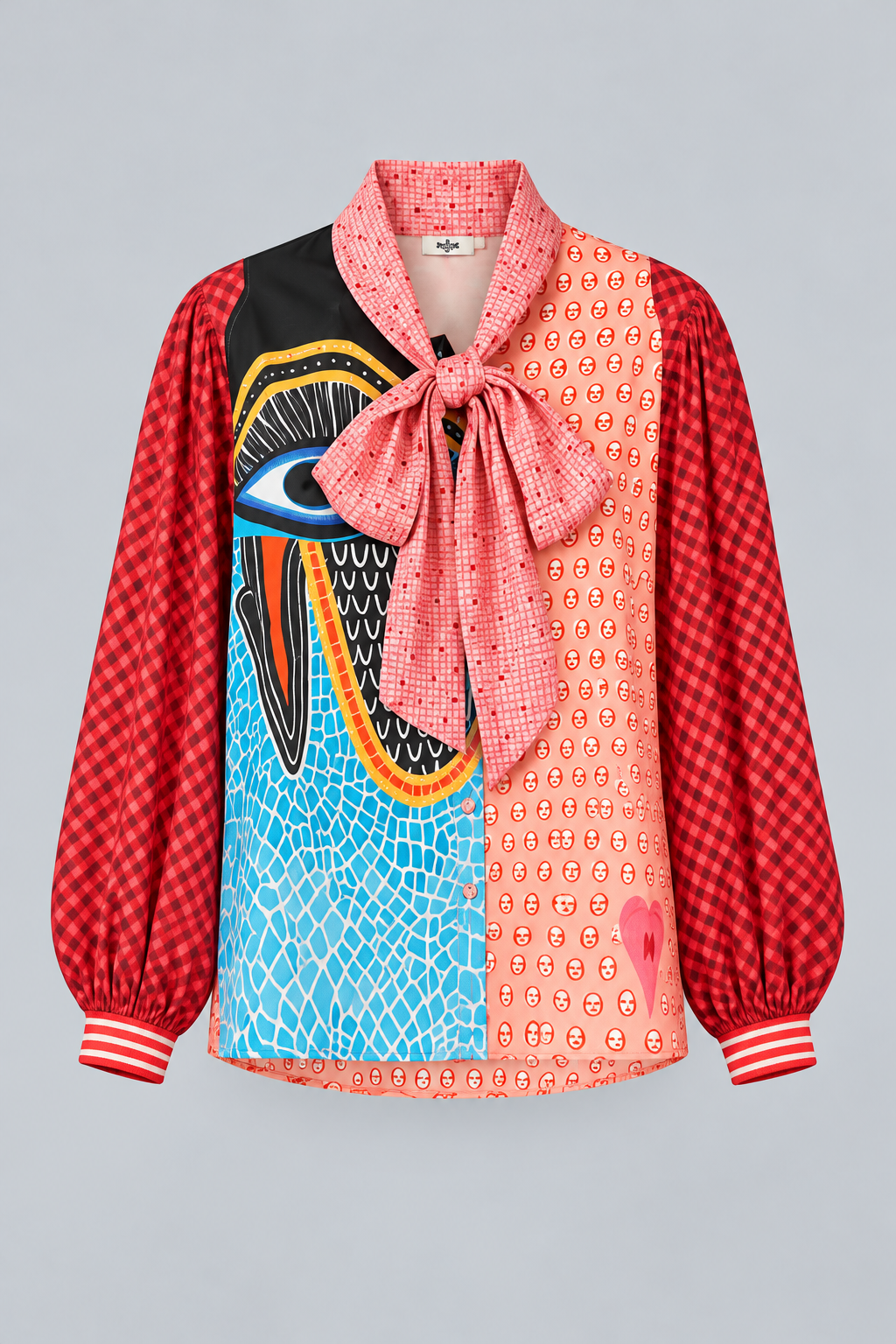 Art Print Bow-Neck Blouse