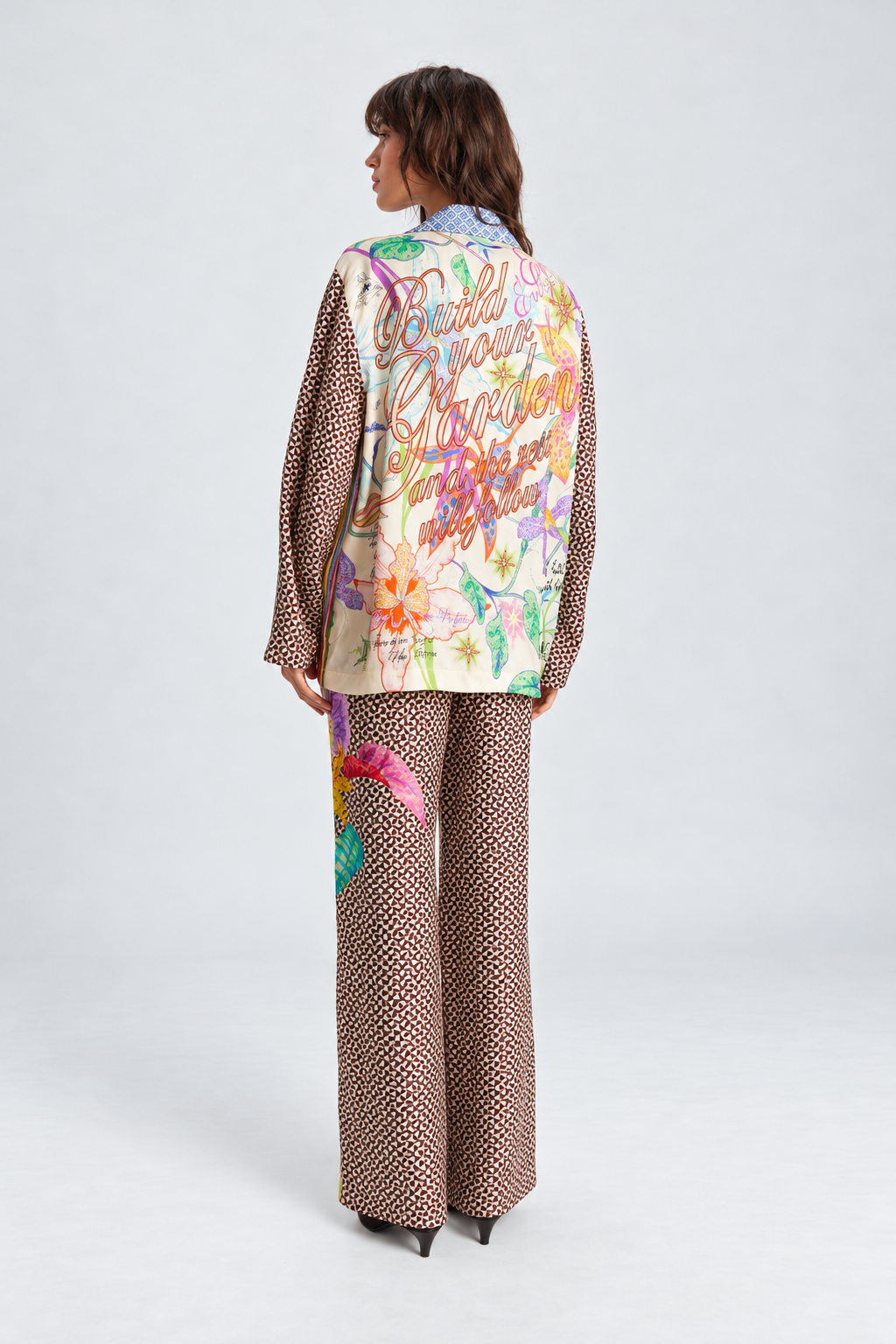 Multicolour Mixed-Print Blazer