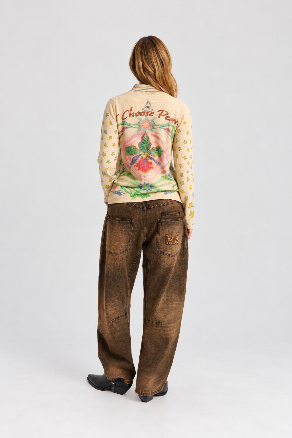 Cream Floral & Star Knit Cardigan