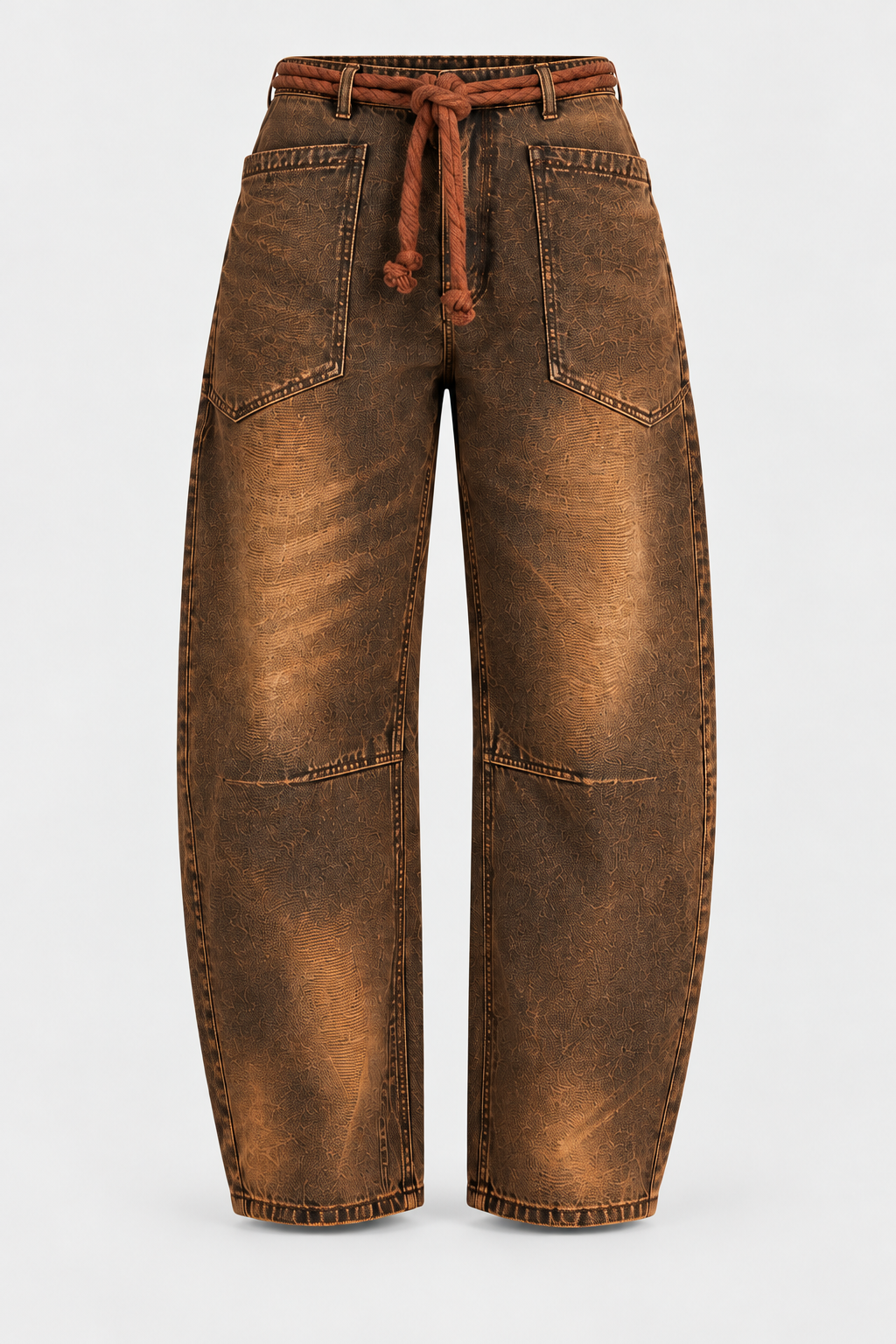 Vintage Brown Barrel-Leg Jeans
