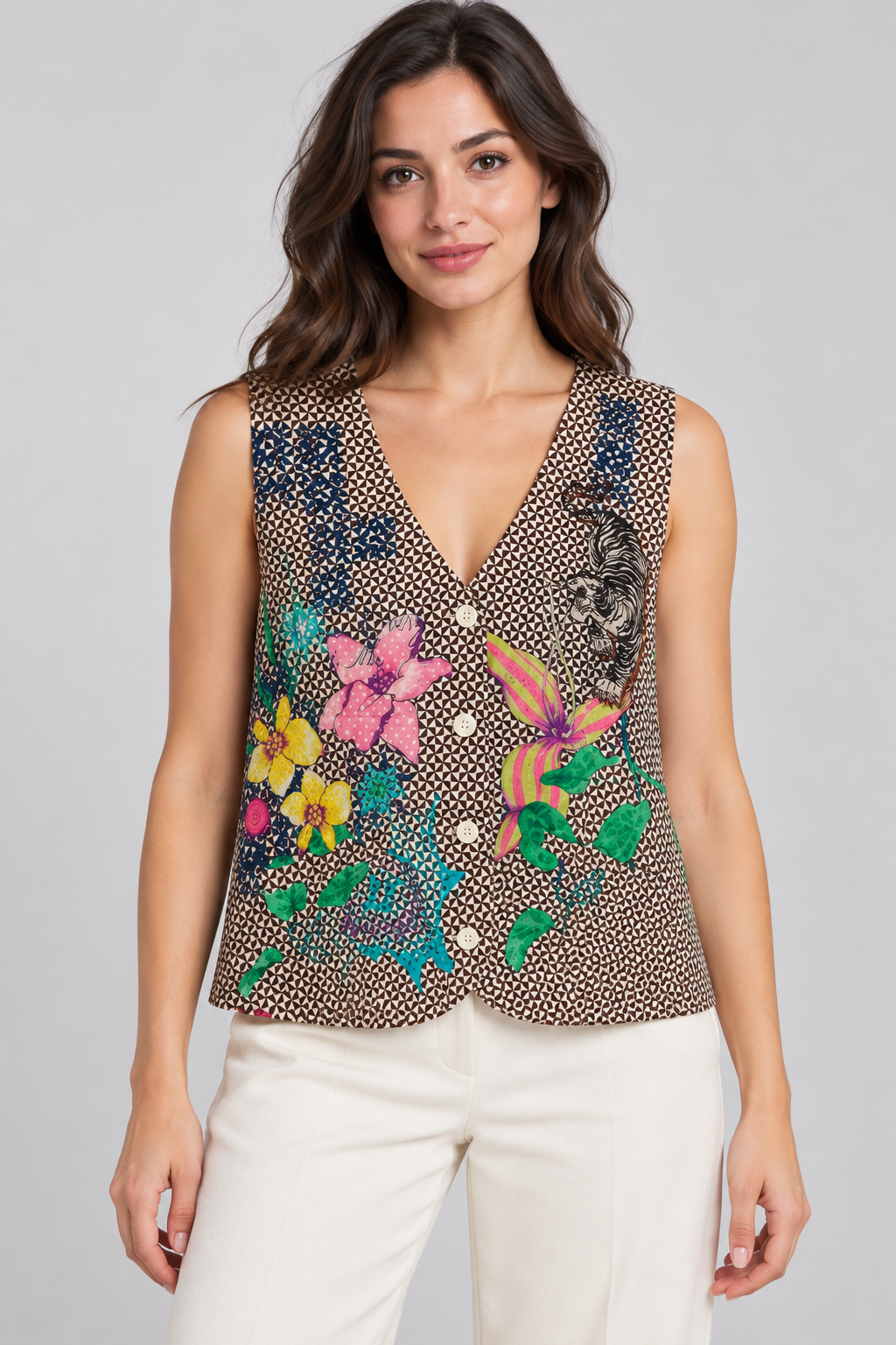 Cameron Floral & Tiger Print Vest
