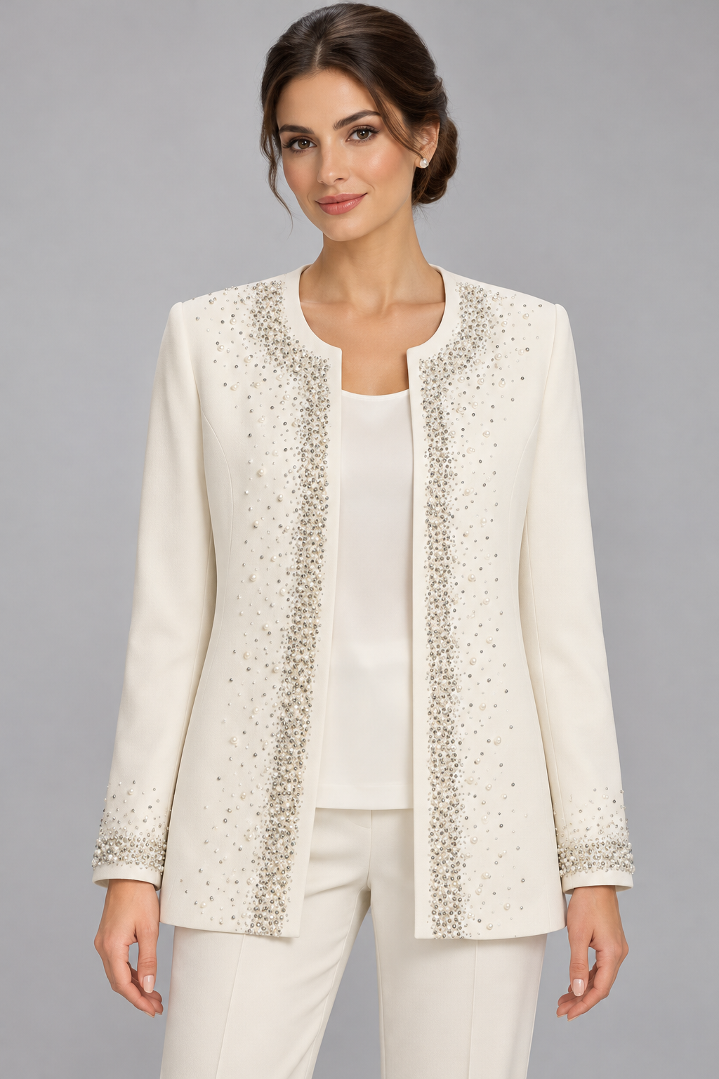 Ivory Pearl & Crystal Embellished Jacket