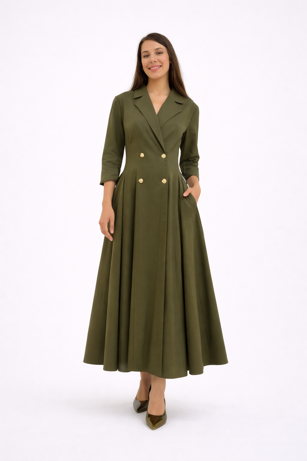 Military-Chic Trench Dress