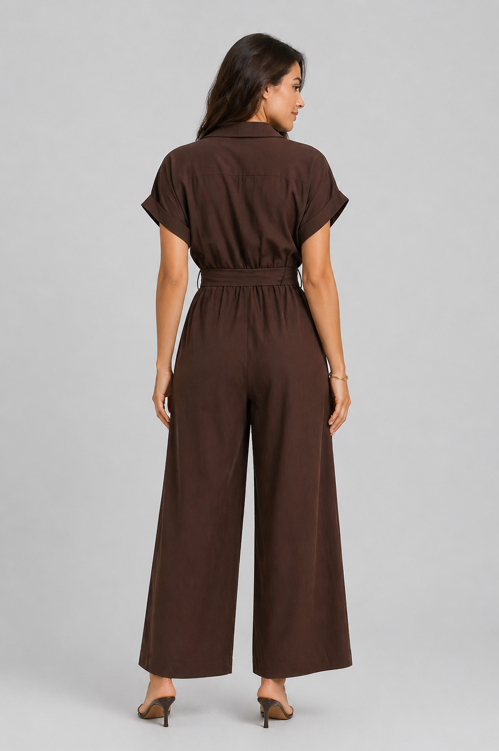Cotton Wide-Leg Jumpsuit – Deep Cocoa