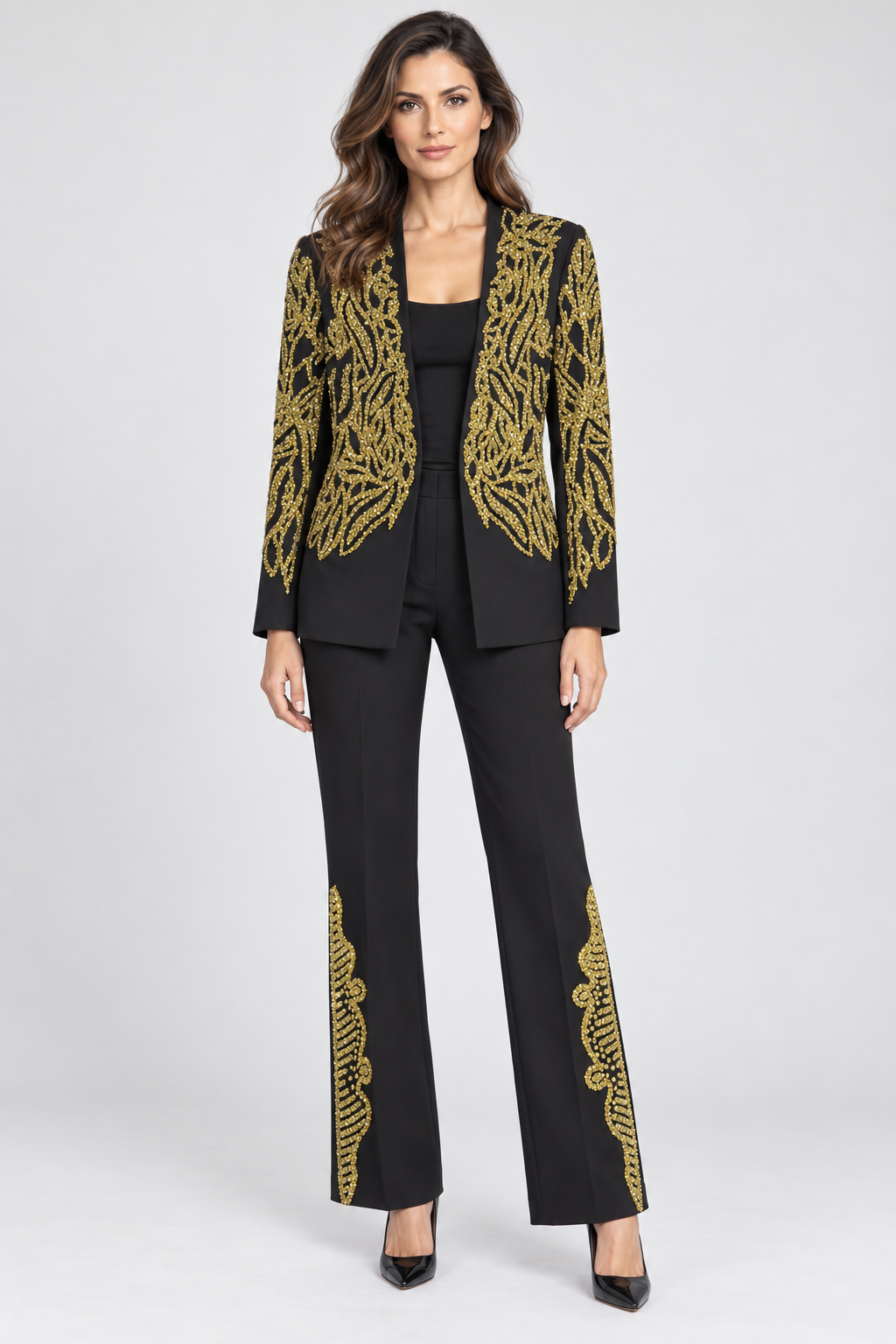 Black & Gold Embellished Evening Jacket