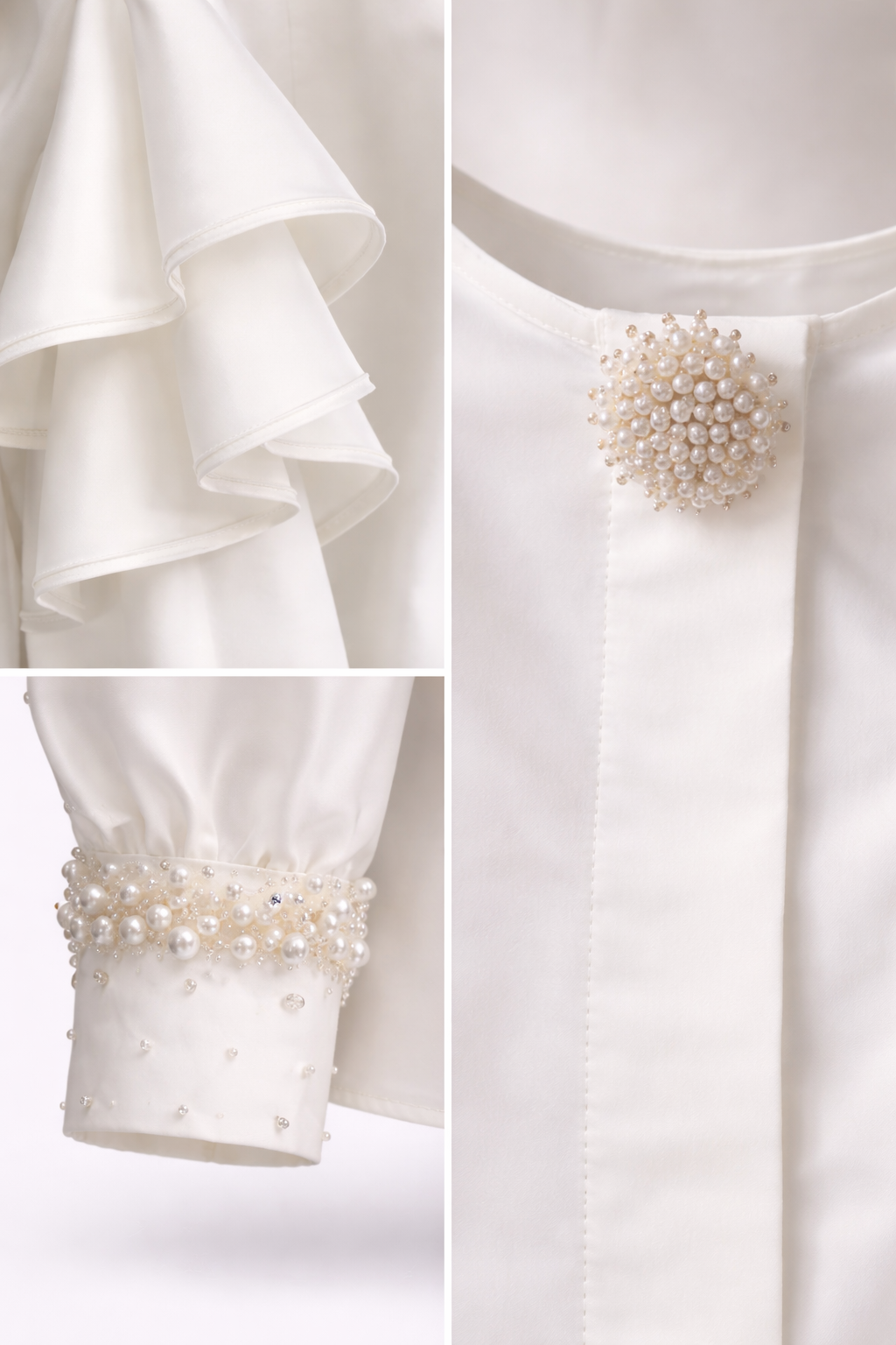 Ruffled Pearl-Accent Blouse