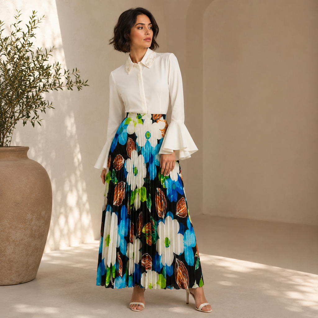 Floral Chiffon Skirt by Kiwi