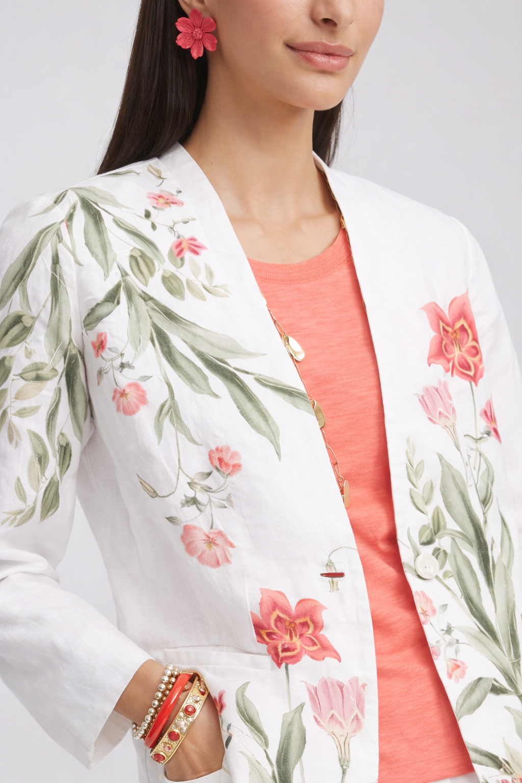 Floral Linen Blazer