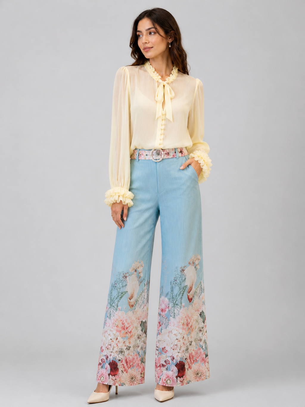 Floral Wide-Leg Statement Pants
