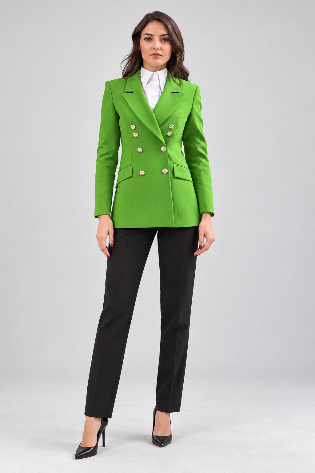 Gizia Statement Green Double-Breasted Blazer