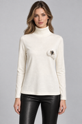 Ivory Embellished Turtleneck Top
