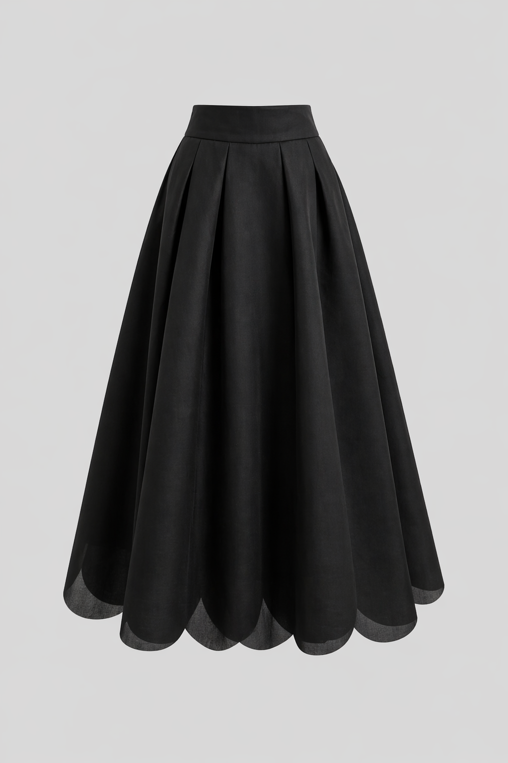 Black High-Waisted Midi Skirt