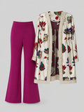 Printed Longline Jacket – Soft Ivory Bloom