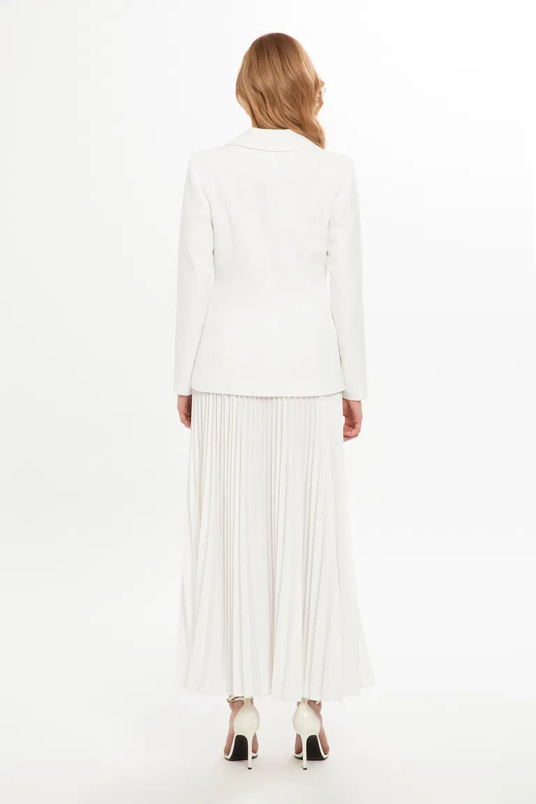 White Pleated Skirt Set