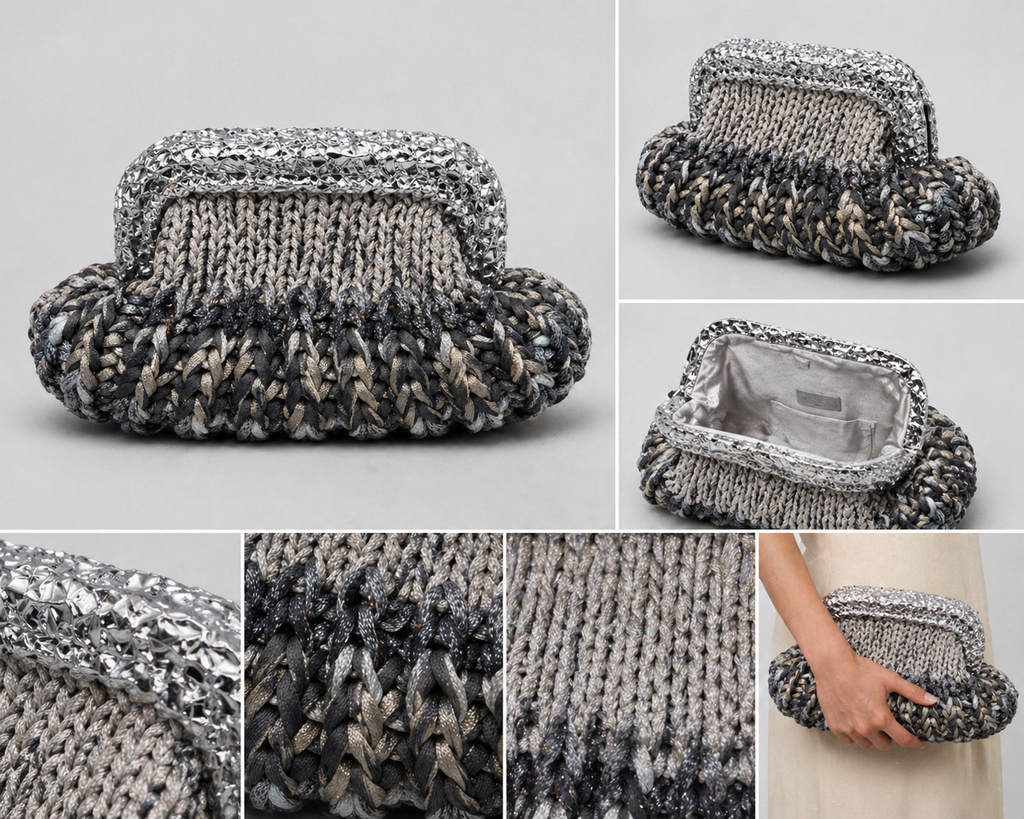 Nadia Dhafri Paris – Metallic Crochet Clutch
