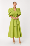 Statement Bow Sleeve Dress – Lime Green