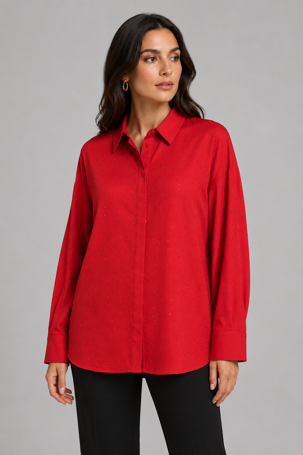 Chic Studded Red Shirt