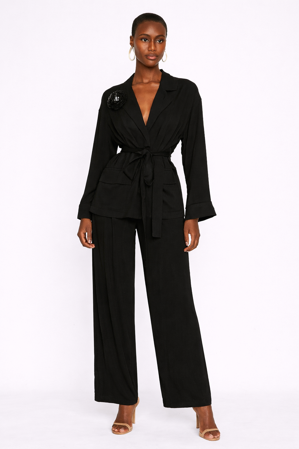 Black  Flowy Co-Ord Set