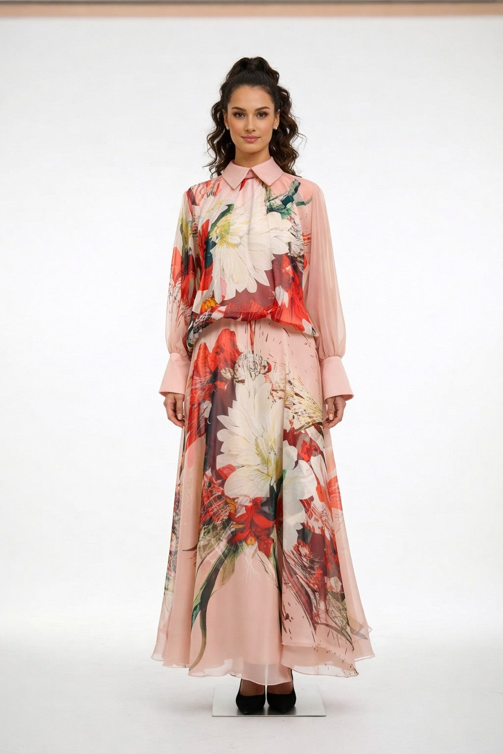 Sheer Floral Blouse – Blush Bloom