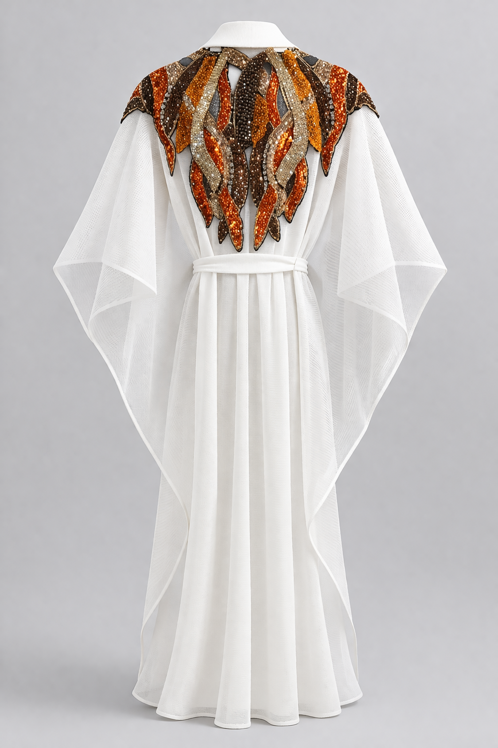 White sequined Cape Dress