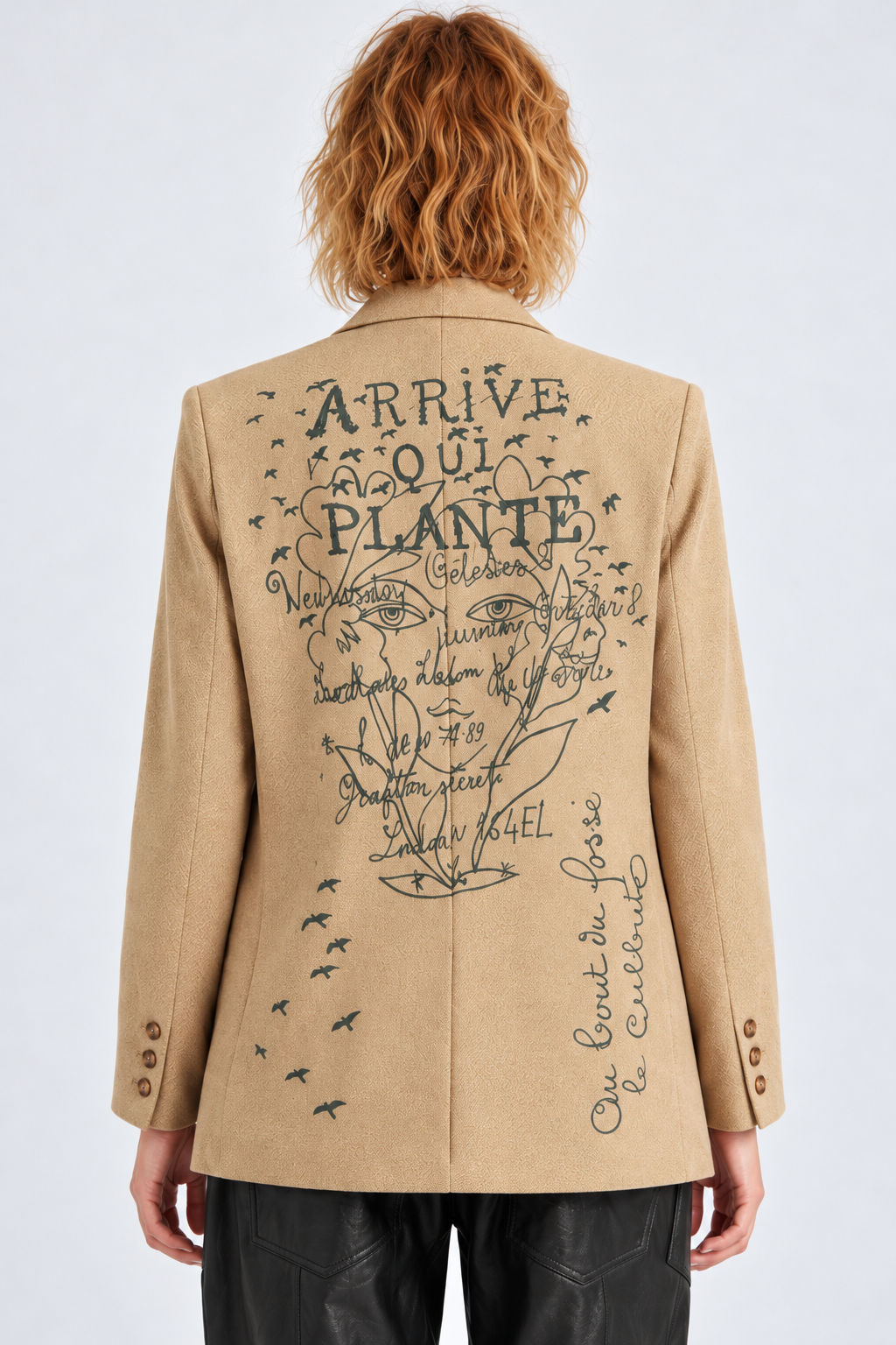 Camel Graphic Print Blazer