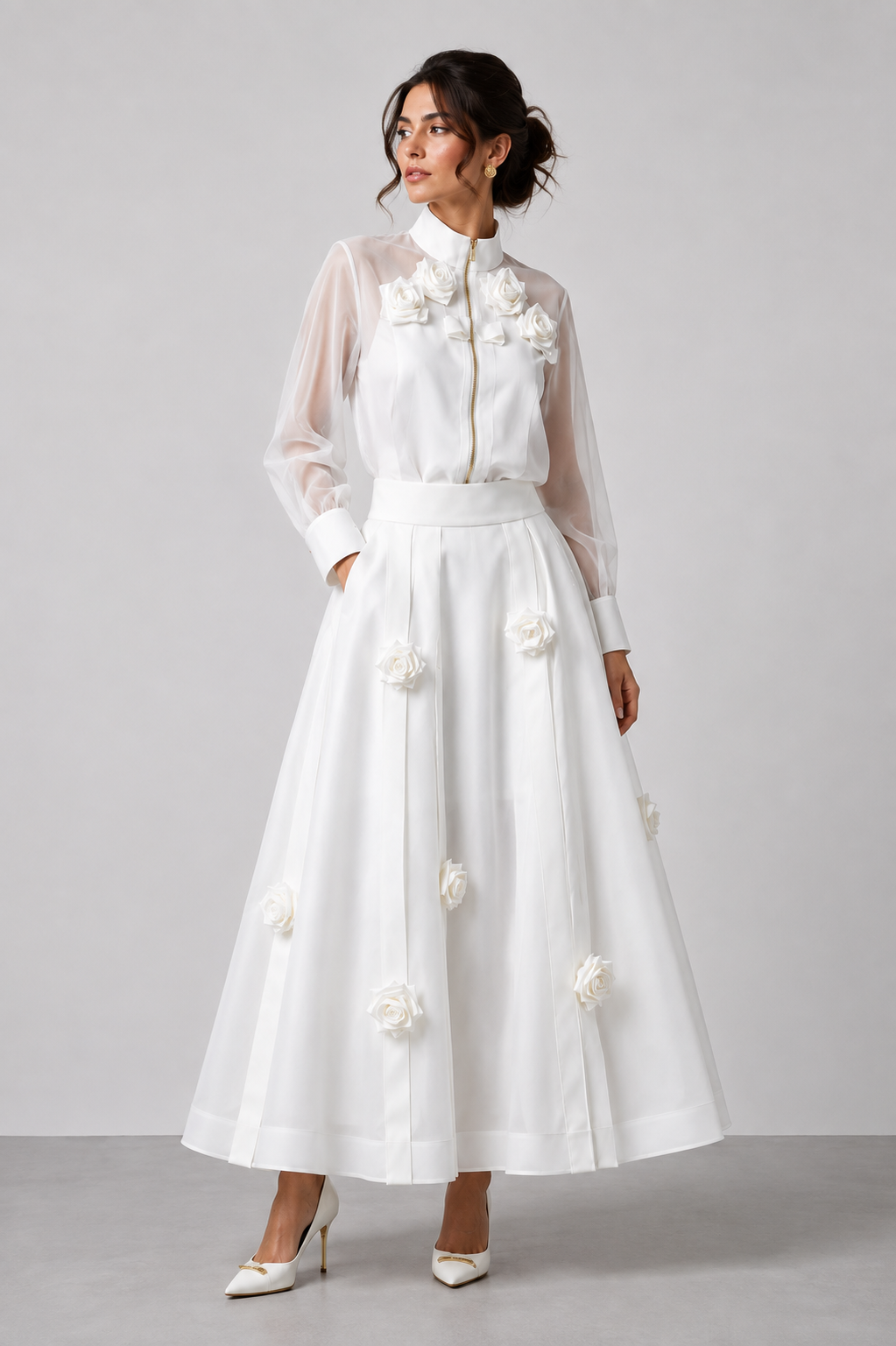 Floral applique skirt