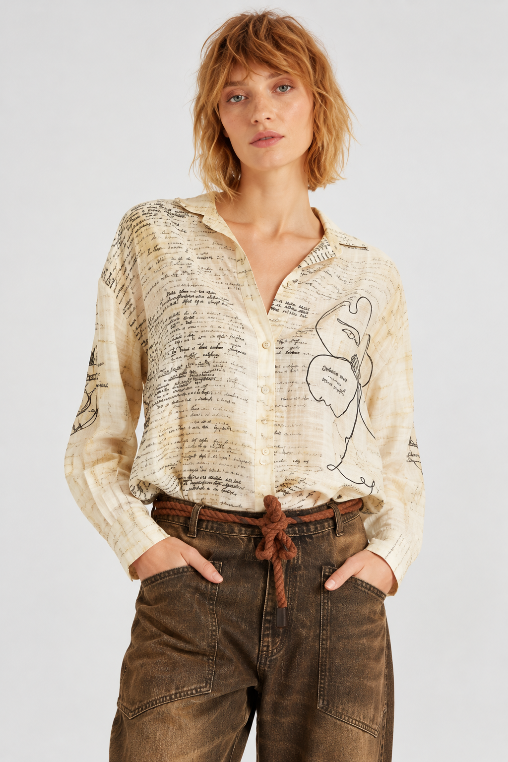 Cream Cosmic Print Blouse