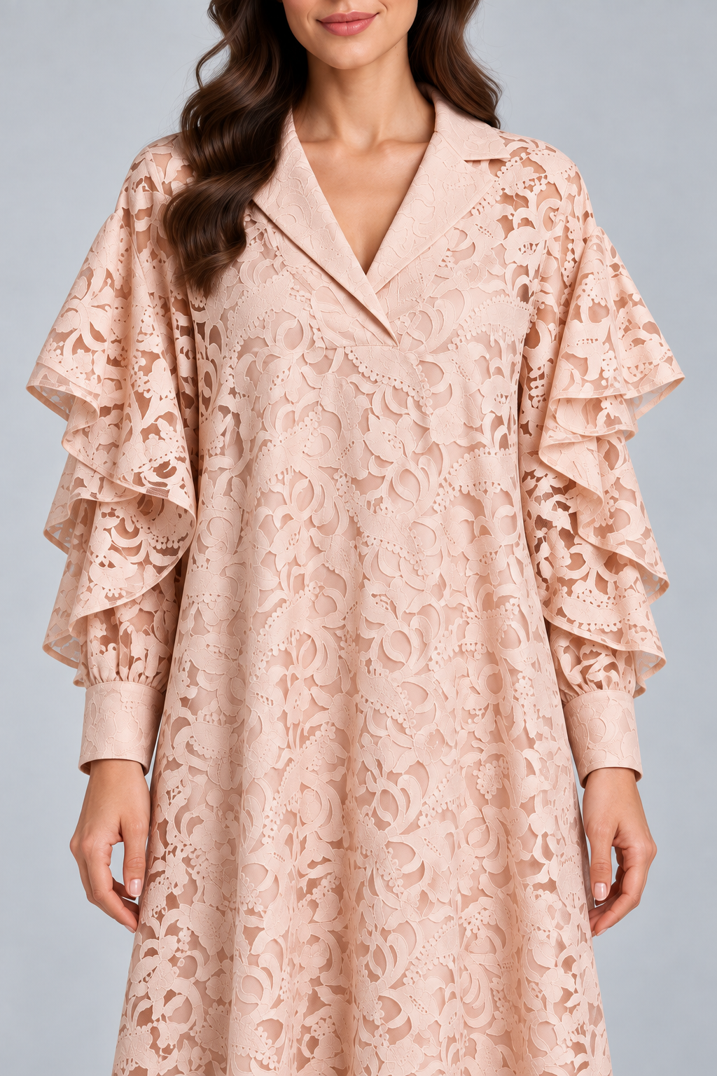 Pink Ruffled Lace Dress