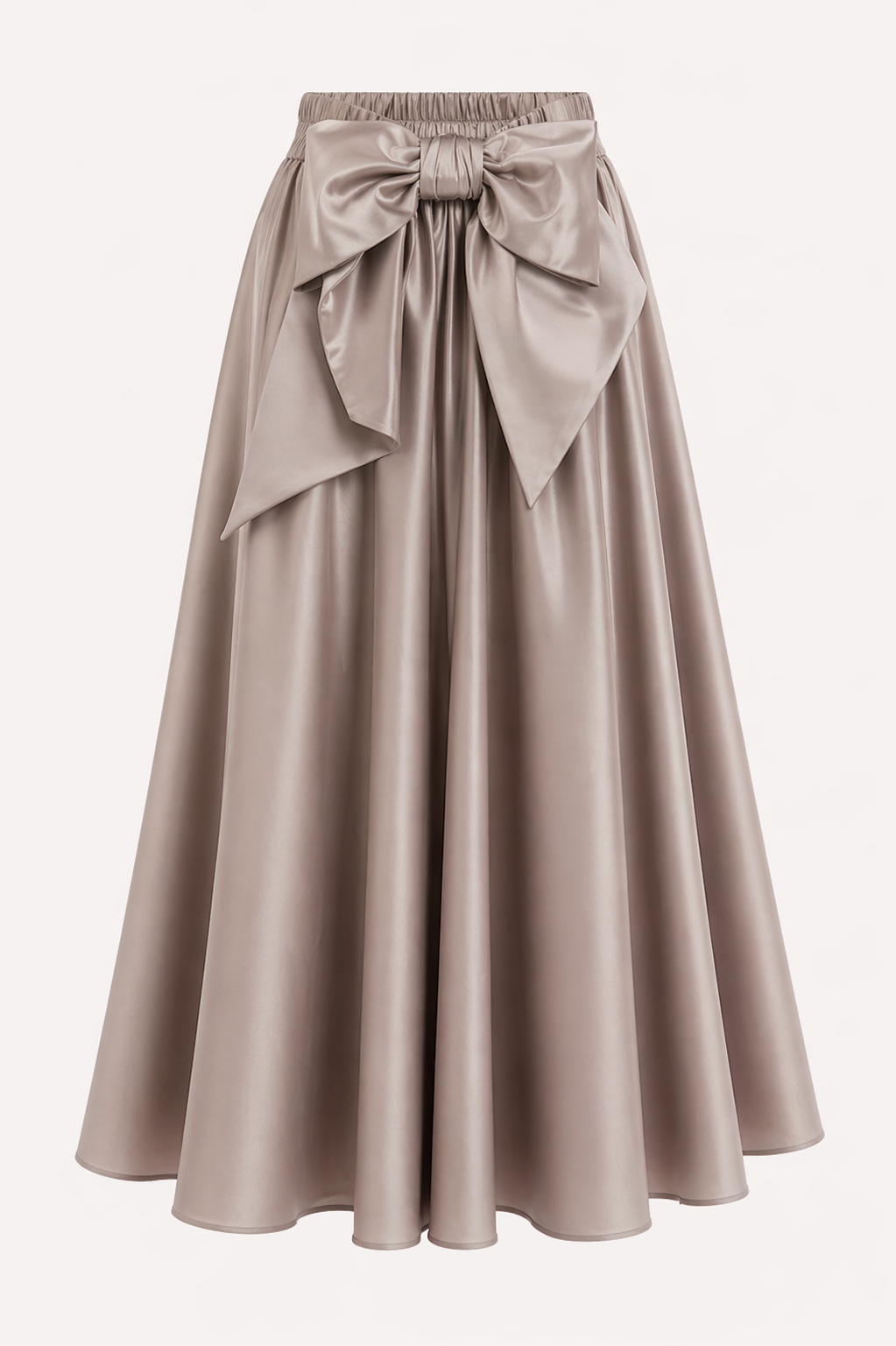 Satin Bow Detail Skirt – Taupe