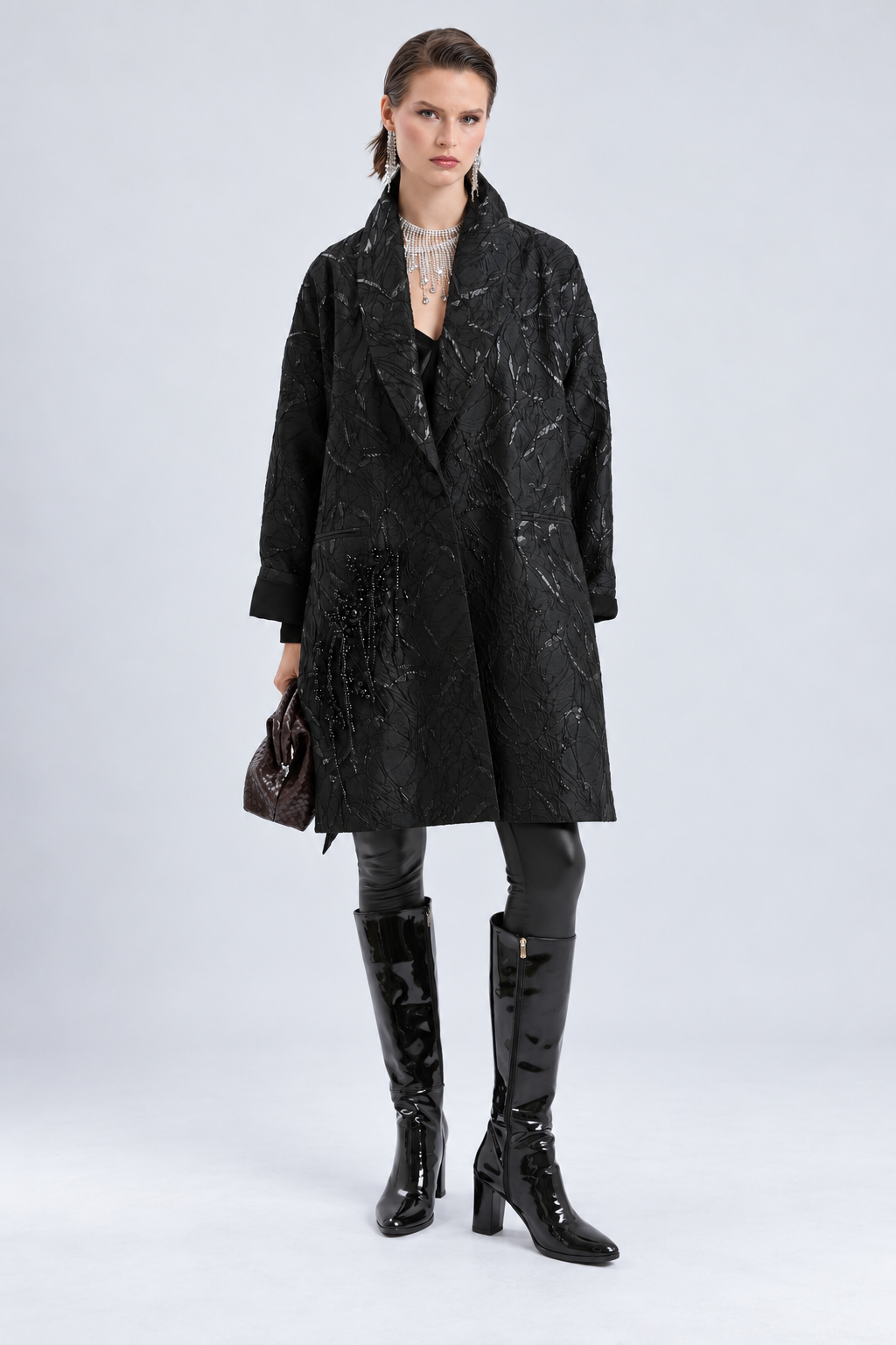 Black Floral Jacquard Jacket