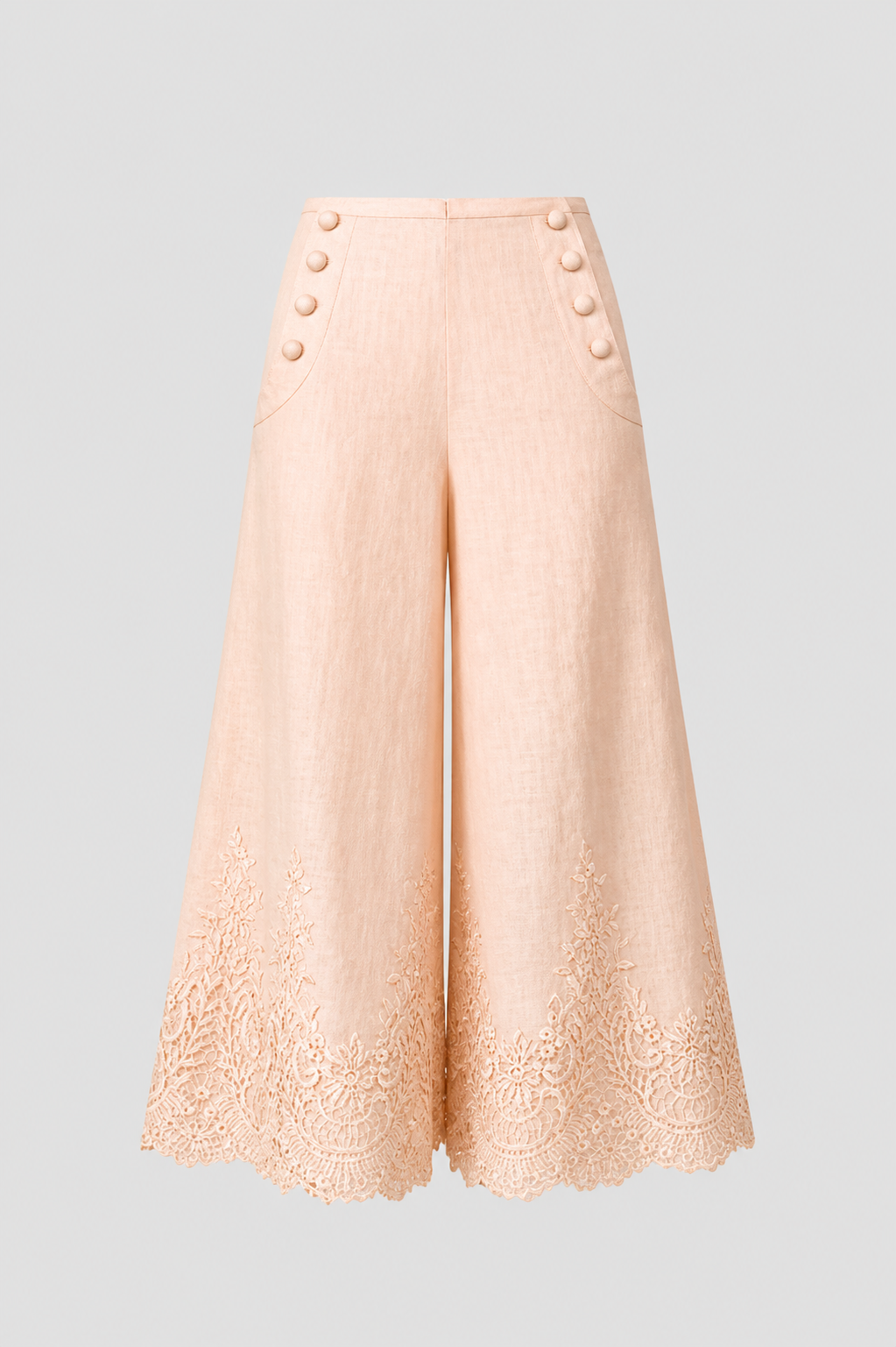 Embroidered Wide-Leg Pants