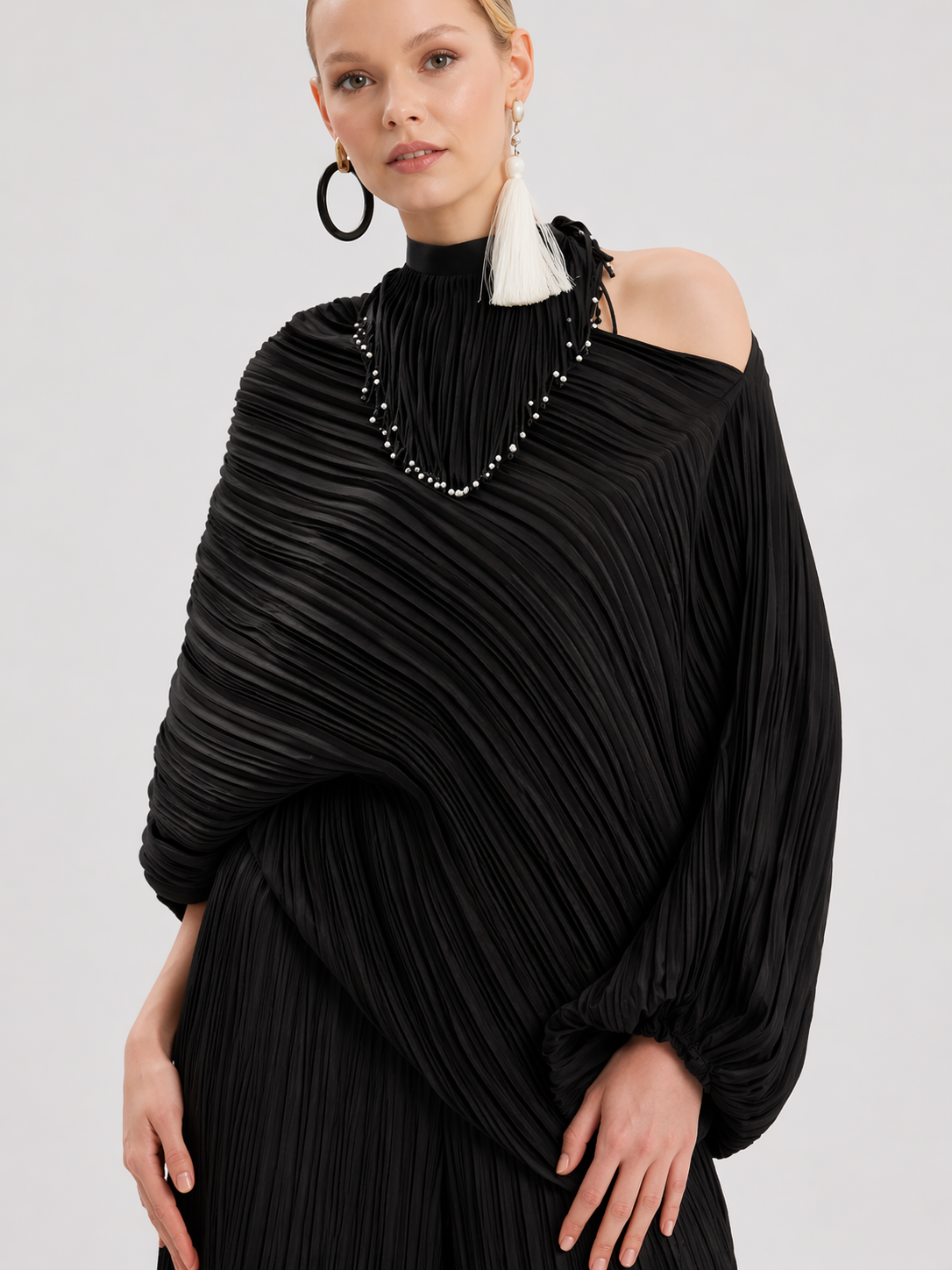 Black Pleated Statement Suit