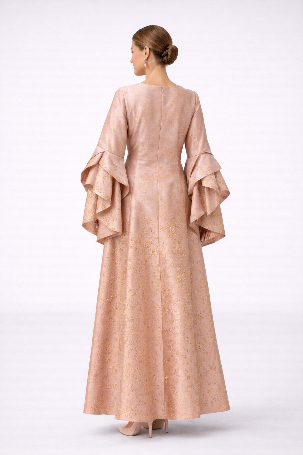 Blush Gold Embroidered Statement Dress