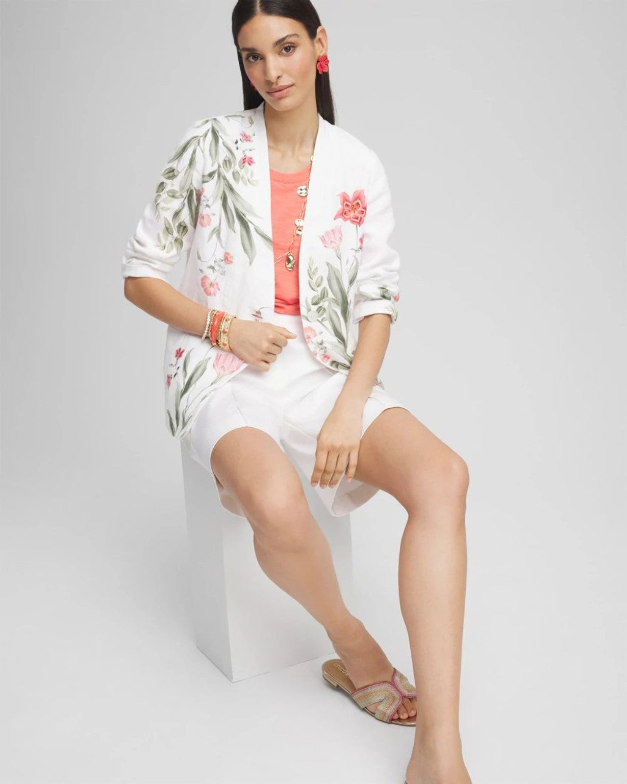 Floral Linen Blazer