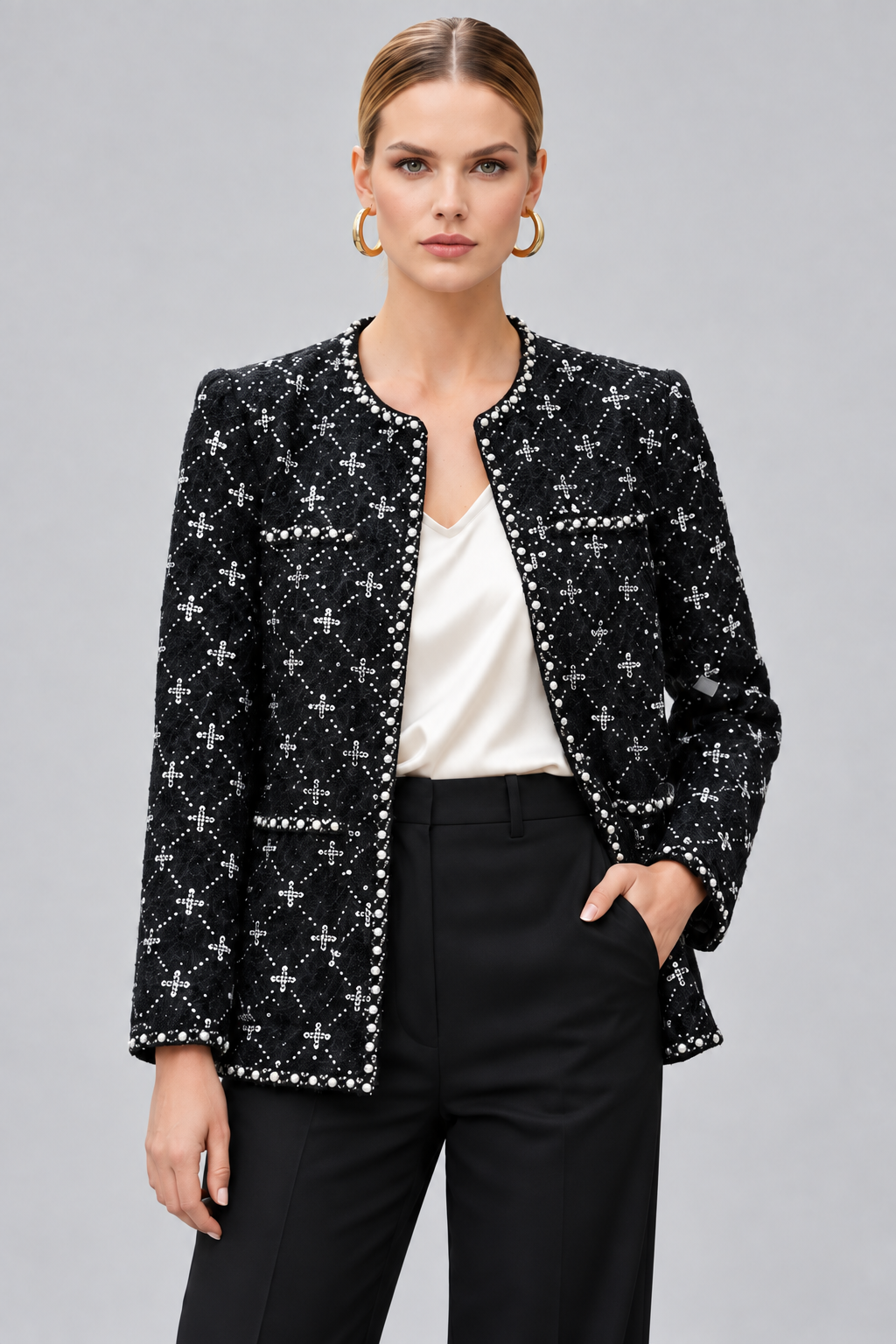 Embellished tweed evening jacket