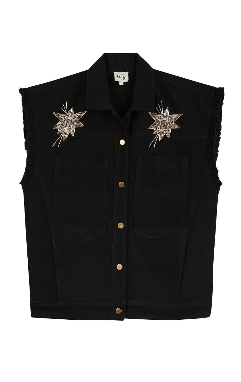 Black Embellished Vest by Wild Paris