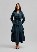 Pleated Detail Belted Jacket & Skirt Set