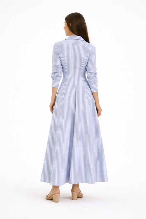 Blue Striped Shirtdress