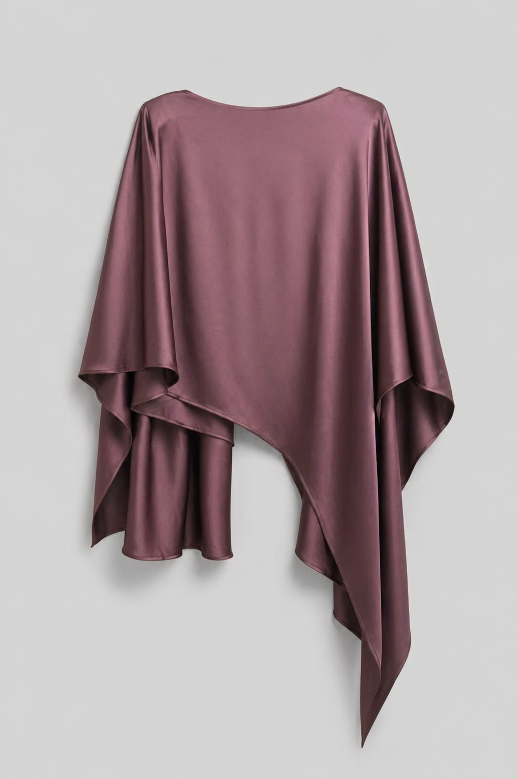 Satin Drape Cape Blouse – Dark Mauve Plum