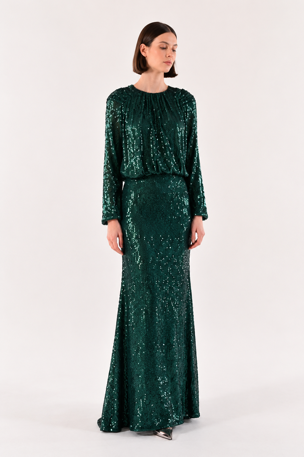 Emerald Sequin Evening Gown