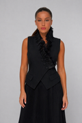 Midnight Ruffle Tailored Vest