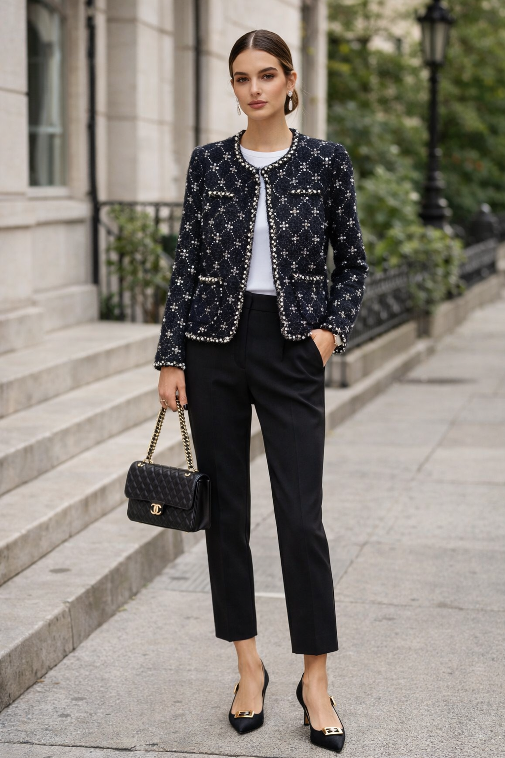 Embellished tweed evening jacket