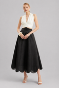 Black High-Waisted Midi Skirt