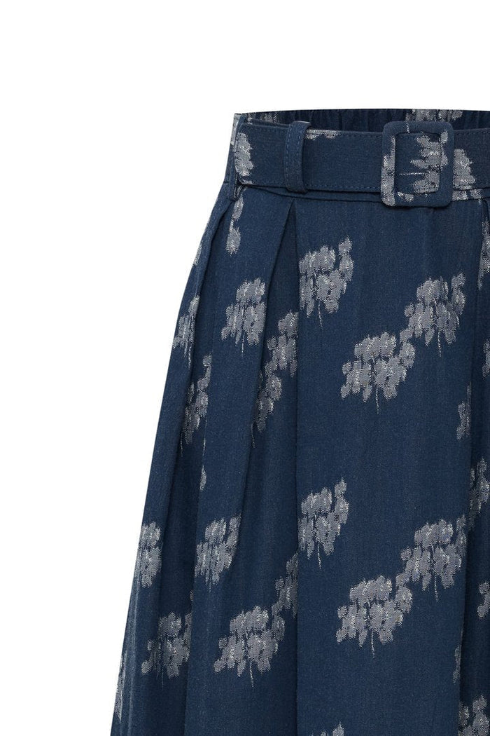 Floral Belted Midi Skirt