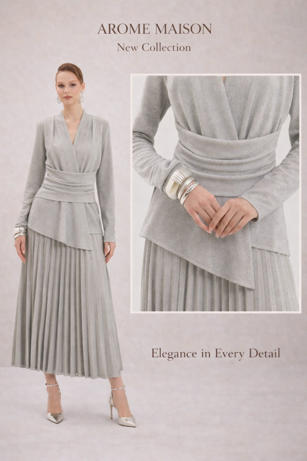 Shimmering Blouse and Skirt Set