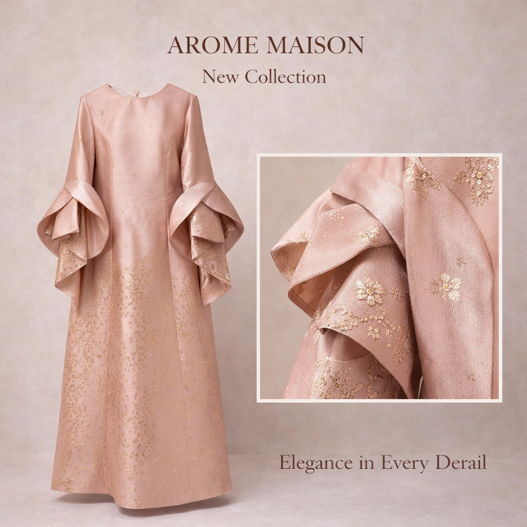Blush Gold Embroidered Statement Dress